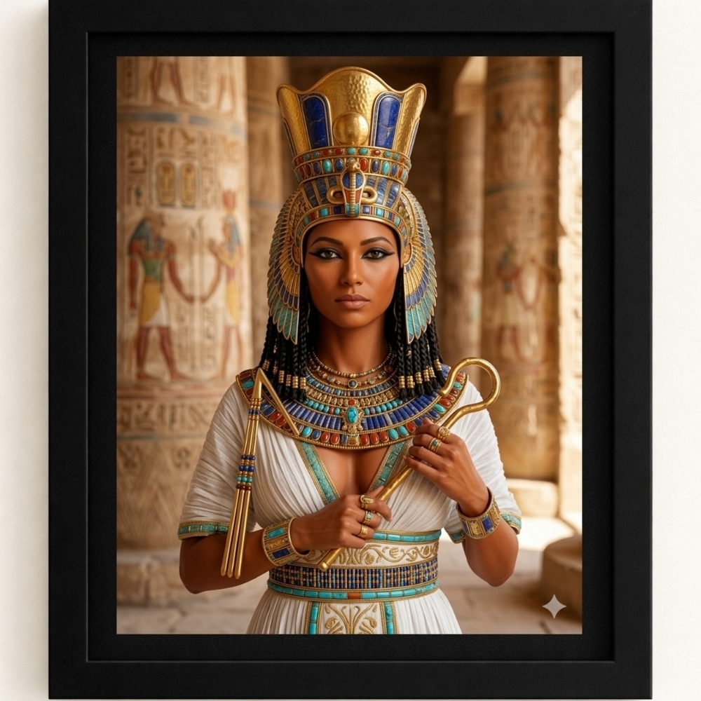 Egyptian Pharaoh Hatshepsut Portrait in A Frame 8x10 - Picture 1 of 1
